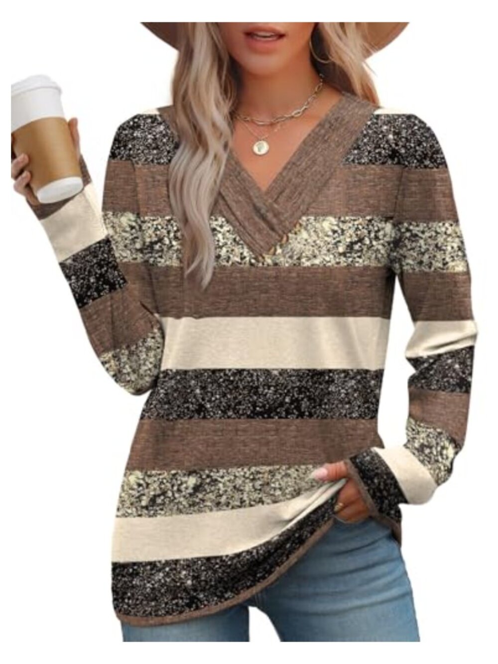 Womens V Neck Long Sleeve Tunic Top Button Down Fall Shirt